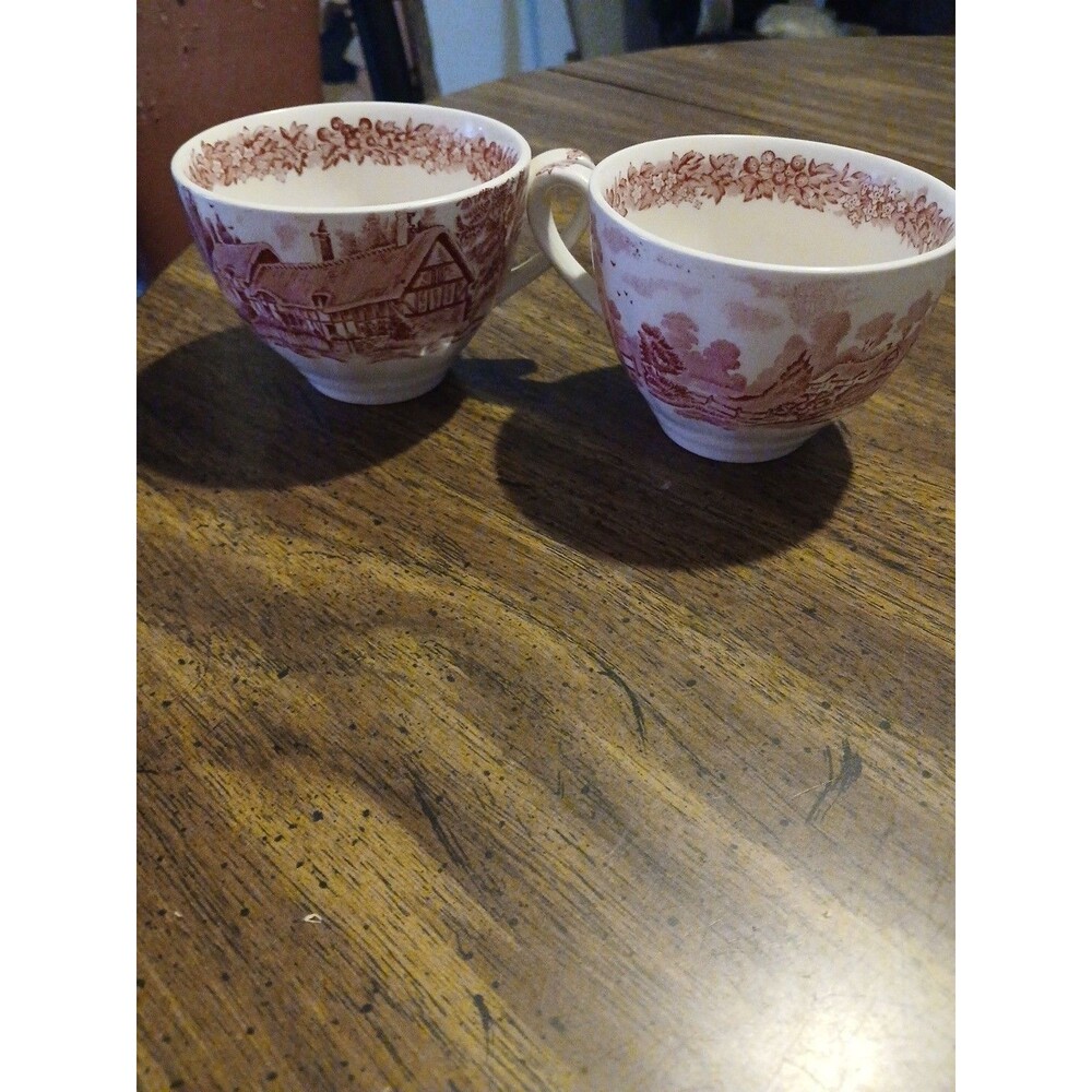 J&G Meakin Pink Anne Hemingway Two Tea Cups Vintage Ceramics